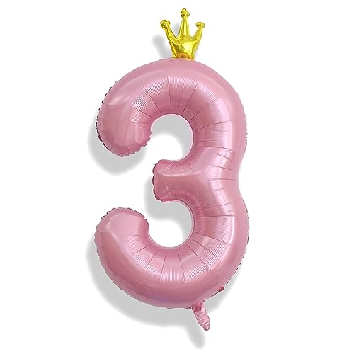Luftballon 3. Geburtstag für Mädchen, Riesen Rosa Krone Folienballon 0–9 Set, 40 Zoll Zahlen 3 Ballon für Kinder Geburtstagsdeko Frau 30 Jubiläum Party Dekoration, Fliegt mit Helium Luftballon 3. Geburtstag für Mädchen, Riesen Rosa Krone Folienballon 0–9 Set, 40 Zoll Zahlen 3 Ballon für Kinder Geburtstagsdeko Frau 30 Jubiläum Party Dekoration, Fliegt mit Helium von Isndare