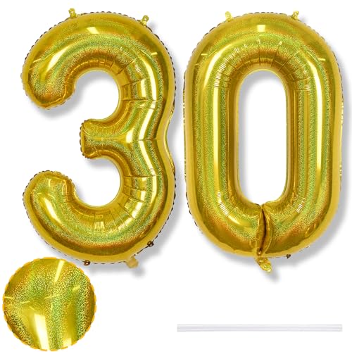 Luftballon 30. Geburtstag Deko, Große Laser Gold Zahl 30 Folienballon Geburtstagsdeko, 40 Zoll Helium Goldene Zahlen 30 Ballon für Mann Frauen 30 Jahre Geburtstag Herren Jubiläum Party Dekoration Luftballon 30. Geburtstag Deko, Große Laser Gold Zahl 30 Folienballon Geburtstagsdeko, 40 Zoll Helium Goldene Zahlen 30 Ballon für Mann Frauen 30 Jahre Geburtstag Herren Jubiläum Party Dekoration von Isndare