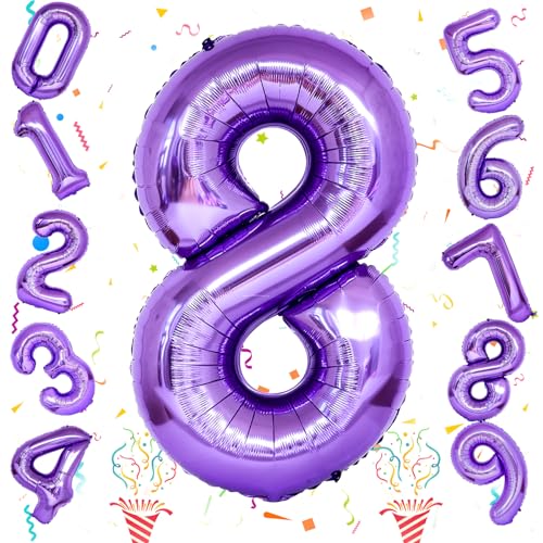 Luftballon 8. Geburtstag für Kinder, Große Lila Folienballon Geburtstagsdeko, 40 Zoll Mylar Zahl 8 Ballon für Mädchen Geburtstag Party Deko 8 Hochzeiten Jubiläum Party Dekoration, Fliegt mit Helium Luftballon 8. Geburtstag für Kinder, Große Lila Folienballon Geburtstagsdeko, 40 Zoll Mylar Zahl 8 Ballon für Mädchen Geburtstag Party Deko 8 Hochzeiten Jubiläum Party Dekoration, Fliegt mit Helium von Isndare