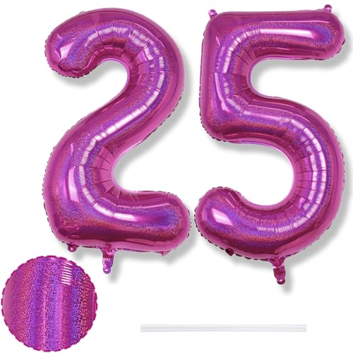 Luftballon Zahlen 25 Laser Rosa Geburtstagdeko, Riesen 25 Zahl Hot Pink Ballon für Damen Jubiläum Party Deko, 40 Zoll Zahlen 2 & 5 Folienballon für Frau 25. Geburtstag Dekoration, Fliegt mit Helium Luftballon Zahlen 25 Laser Rosa Geburtstagdeko, Riesen 25 Zahl Hot Pink Ballon für Damen Jubiläum Party Deko, 40 Zoll Zahlen 2 & 5 Folienballon für Frau 25. Geburtstag Dekoration, Fliegt mit Helium von Isndare