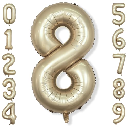 Luftballon Zahlen Hell Gold, 101cm Groß Folienballon Zahl 8 Champagner Gold, Champagner Gold Zahlenballon 8, Helium Ballon 8. Geburtstag für Mädchen 8 18 Jahre Geburtstagsdeko Frau Jubiläum Party Deko Luftballon Zahlen Hell Gold, 101cm Groß Folienballon Zahl 8 Champagner Gold, Champagner Gold Zahlenballon 8, Helium Ballon 8. Geburtstag für Mädchen 8 18 Jahre Geburtstagsdeko Frau Jubiläum Party Deko von Isndare