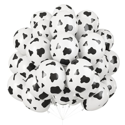 Luftballons Kuh Druck, 30 Stück Kuh Muster Helium Ballons für Kindergeburtstag, Schwarz Weiß Western Bauernhof Deko Cowboy Latexluftballons für Kinder Kuh Geburtstag Babyparty Party Dekoration von Isndare