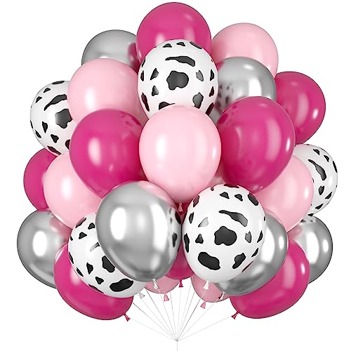 Luftballons Rosenrot Rosa Kuh Ballons Metallisch Silber Luftballon Hellrosa Helium Ballon Latex Ballon für Cowgirl Geburtstag Party Dekorationen Letzte Rodeo Bachelorette Braut zu sein Deko von Isndare