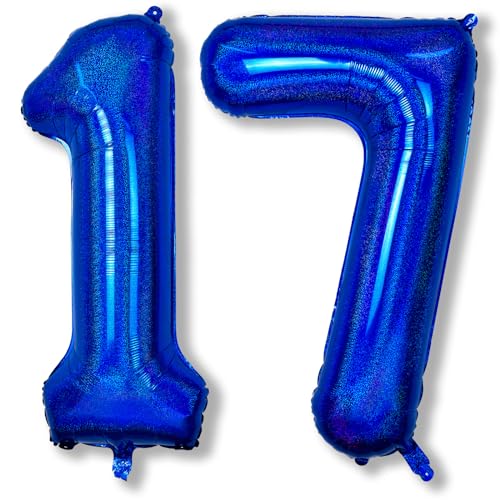 Navy Blau Zahl Luftballons 17, Marineblau Folienballon Riesen 17 Zahlenballon Geburtstagdeko, 40 Zoll Helium Dunkelblau Zahlen 17 Ballons für Jungen 17. Geburtstag Herren Jubiläum Party Dekoration von Isndare