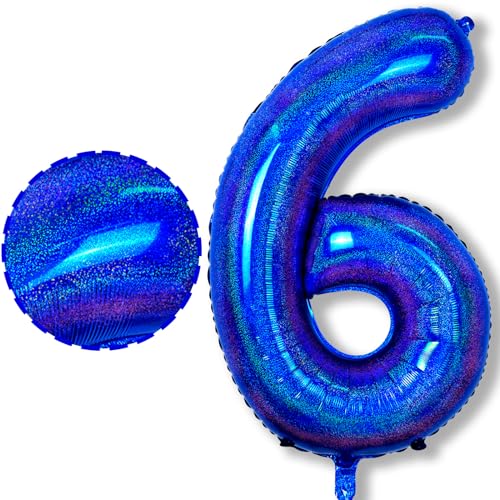 Navy Blau Zahl Luftballons 6, Marineblau Folienballon Riesen 6 Zahlenballon Geburtstagdeko, 40 Zoll Helium Dunkelblau Zahlen 6 Ballons für Jungen Kinder 6. Geburtstag Herren Jubiläum Party Dekoration von Isndare