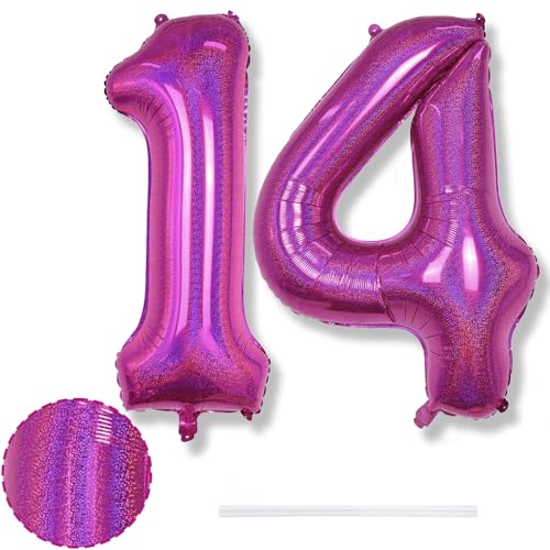 Riesen 14 Luftballon Zahl Laser Rosa, 40 Zoll Helium 14 Zahlenballon Folienballon 14 Jahre Geburtstagsdeko, XXL Zahlen 14 Hot Pink Ballons für Mädchen 14. Geburtstag Deko Jubiläum Party Dekoration Riesen 14 Luftballon Zahl Laser Rosa, 40 Zoll Helium 14 Zahlenballon Folienballon 14 Jahre Geburtstagsdeko, XXL Zahlen 14 Hot Pink Ballons für Mädchen 14. Geburtstag Deko Jubiläum Party Dekoration von Isndare