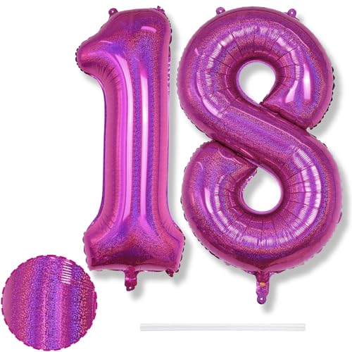 Riesen 18 Luftballon Laser Rosa für Frau, 40 Zoll Helium Hot Pink Zahlen Luftballons 18 Jarhe Geburtstagdeko, Zahl 18 Folienballon für Mädchen 18. Geburtstag Party Deko Damen Jubiläum Party Dekoration Riesen 18 Luftballon Laser Rosa für Frau, 40 Zoll Helium Hot Pink Zahlen Luftballons 18 Jarhe Geburtstagdeko, Zahl 18 Folienballon für Mädchen 18. Geburtstag Party Deko Damen Jubiläum Party Dekoration von Isndare