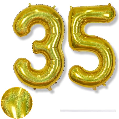 Riesen 35 Luftballon Zahl Laser Gold, 40 Zoll Helium 35 Zahlenballon Folienballon 35 Jahre Geburtstagsdeko, XXL Zahlen 35 Goldene Ballons für Frau Mann 35. Geburtstag Deko Jubiläum Party Dekoration Riesen 35 Luftballon Zahl Laser Gold, 40 Zoll Helium 35 Zahlenballon Folienballon 35 Jahre Geburtstagsdeko, XXL Zahlen 35 Goldene Ballons für Frau Mann 35. Geburtstag Deko Jubiläum Party Dekoration von Isndare