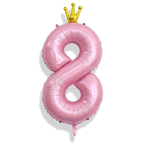 Riesen Rosa 8 Luftballon Deko für Mädchen, 40 Zoll Krone Zahlenluftballons, Folienballon 0–9 Set Ballon für Kinder 8. Geburtstag Party Deko Frauen 80 Jubiläum Party Dekoration, Fliegt mit Helium Riesen Rosa 8 Luftballon Deko für Mädchen, 40 Zoll Krone Zahlenluftballons, Folienballon 0–9 Set Ballon für Kinder 8. Geburtstag Party Deko Frauen 80 Jubiläum Party Dekoration, Fliegt mit Helium von Isndare