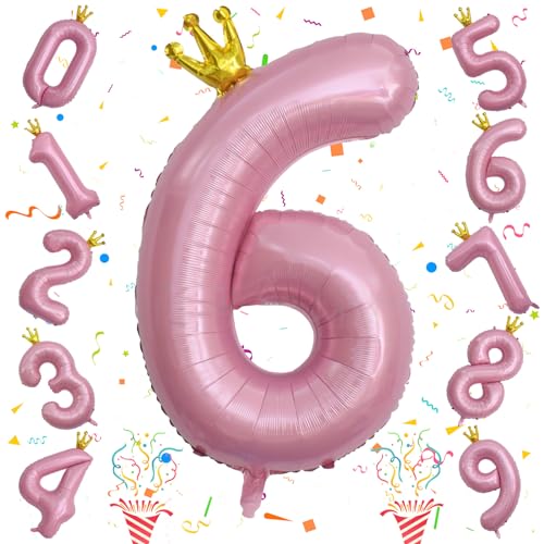 Rosa Zahl Luftballon 6, Folienballon Riesen 0–9 Set, 40 Zoll Krone 6 Zahlen Ballon für Mädchen Kinder 6. Geburtstag Party Deko Frau 60 Jubiläum Party Dekoration, Fliegt mit Helium Rosa Zahl Luftballon 6, Folienballon Riesen 0–9 Set, 40 Zoll Krone 6 Zahlen Ballon für Mädchen Kinder 6. Geburtstag Party Deko Frau 60 Jubiläum Party Dekoration, Fliegt mit Helium von Isndare