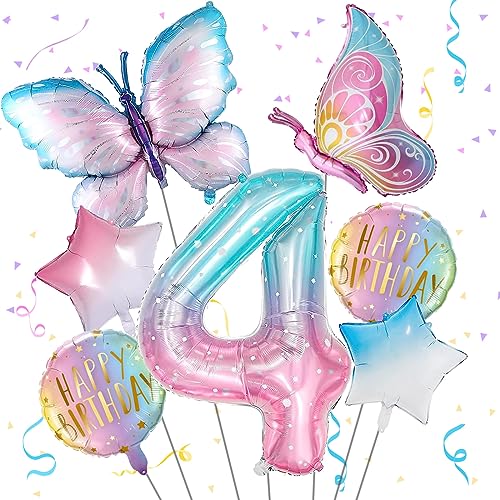 Schmetterling Folienballon 4 Jahre Geburtstag Deko, Bunt Schmetterlinge Geburtstagsdeko 4 Jahre Mädchen, Zahl 4 Luftballon Rosa, 4. Kinder Mädchen Geburtstag Schmetterling Themen Party Schmetterling Folienballon 4 Jahre Geburtstag Deko, Bunt Schmetterlinge Geburtstagsdeko 4 Jahre Mädchen, Zahl 4 Luftballon Rosa, 4. Kinder Mädchen Geburtstag Schmetterling Themen Party von Isndare