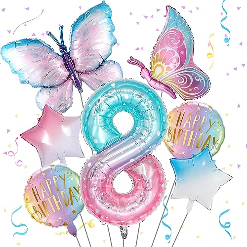 Schmetterling Folienballon 8 Jahre Geburtstag Deko, Bunt Schmetterlinge Geburtstagsdeko 8 Jahre Mädchen, Zahl 8 Luftballon Rosa, 8. Kinder Mädchen Geburtstag Schmetterling Themen Party Schmetterling Folienballon 8 Jahre Geburtstag Deko, Bunt Schmetterlinge Geburtstagsdeko 8 Jahre Mädchen, Zahl 8 Luftballon Rosa, 8. Kinder Mädchen Geburtstag Schmetterling Themen Party von Isndare