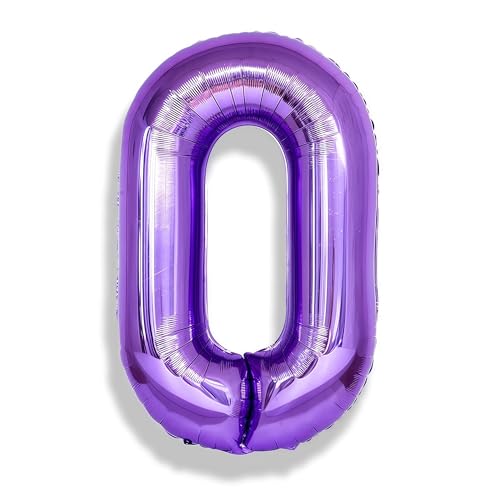 Zahl Luftballon 0 Deko für Mädchen, Große Helium Mylar Lila Zahlen Luftballon 0, 40 Zoll Folienballon Zahl 0-9 Ballon für Kinder Geburtstag Party Babyparty Deko Frau Hochzeiten Jubiläum Dekoration von Isndare