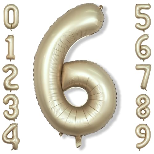 Zahlen 6 Luftballon Champagner Gold, 101cm Folienballon Zahl 6, 40 Zoll Zahlenballon 6 Helium Ballon, Metallic Gold Luftballon 6. Geburtstag für 6 Jahr Mädchen Frau Geburtstagsdeko Jubiläum Party Deko Zahlen 6 Luftballon Champagner Gold, 101cm Folienballon Zahl 6, 40 Zoll Zahlenballon 6 Helium Ballon, Metallic Gold Luftballon 6. Geburtstag für 6 Jahr Mädchen Frau Geburtstagsdeko Jubiläum Party Deko von Isndare