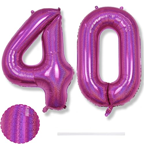 Zahlen Ballon 40. Geburtstag für Damen, Laser Rosa Große Folienballon Zahl 40 Deko, 40 Zoll Hot Pink Zahl 40 Luftballon für Frau 40 Jahre Geburtstagdeko Jubiläum Party Dekoration, Fliegt mit Helium Zahlen Ballon 40. Geburtstag für Damen, Laser Rosa Große Folienballon Zahl 40 Deko, 40 Zoll Hot Pink Zahl 40 Luftballon für Frau 40 Jahre Geburtstagdeko Jubiläum Party Dekoration, Fliegt mit Helium von Isndare