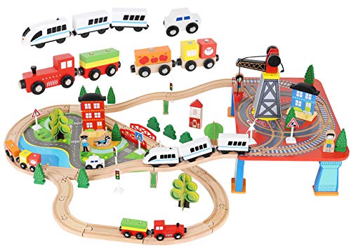 Bateriebetriebene Lokomotive Holz Eisenbahn Set 88 TLG.für Kinder ab 3 Jahre Mädchen Jungen 9363 Bateriebetriebene Lokomotive Holz Eisenbahn Set 88 TLG.für Kinder ab 3 Jahre Mädchen Jungen 9363 von KRUZZEL