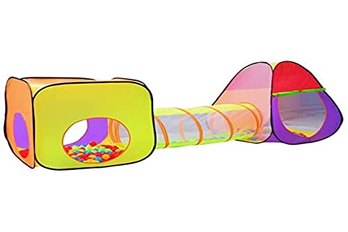 Kinder Spielzelt IGLO Tunnel Würfelzelt 3Teile PopUp 280x83x100cm + 200 Bälle 2880 von ISO TRADE