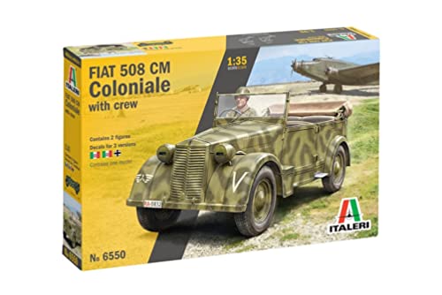 Italeri 6550 6550S 1:35 FIAT 508 cm Coloniale m. Fig-originalgetreue Nachbildung, Modellbau, Plastik Bausatz, Basteln, Hobby, Kleben, Modellbausatz, Zusammenbauen, unlackiert, grau, Large von Italeri