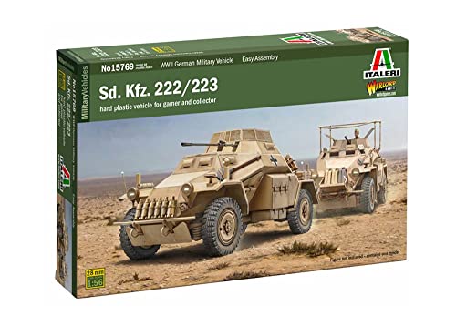 Italeri -15769 SD. Kfz. 222/223, Maßstab 1:56, Model Kit, Modell aus Kunststoff zum Zusammenbauen, Modellbau, IT15769 von Italeri