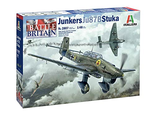 Italeri 2807S 1:48 Junkers JU-87B Stuka Bat.o.Brit, Modellbau, Bausatz, Standmodellbau, Basteln, Hobby, Kleben, Plastikbausatz, detailgetreu, Nicht bemalt von Italeri