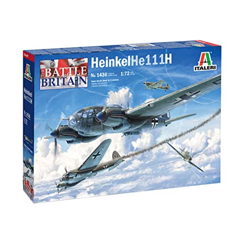 Italeri 1:72 Heinkel HE-111H-6, originalgetreue Nachbildung, Modellbau, Basteln, Hobby, Kleben, Plastikbausatz, Zusammenbauen von Italeri