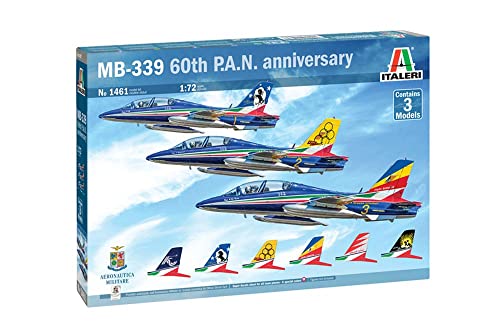 Italeri 1461 1:72 3er Set Aermacchi MB-339 PAN 60Jah. - Bausatz, Standmodellbau, Basteln, Hobby, Kleben, Plastikbausatz, detailgetreu, Mehrfarbig von Italeri