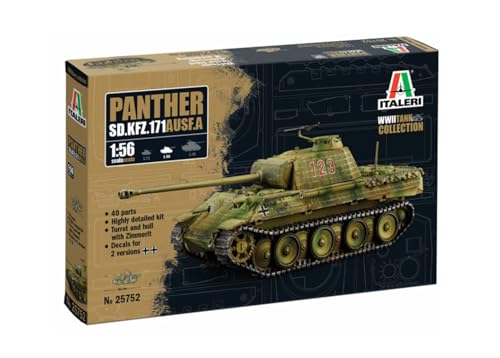 Italeri 25752 1:56 Sd.Kfz. 171 Panther AUSF. A - Modellbau, Bausatz, Standmodellbau, Basteln, Hobby, Kleben, Plastikbausatz, detailgetreu, Unlackiert Italeri 25752 1:56 Sd.Kfz. 171 Panther AUSF. A - Modellbau, Bausatz, Standmodellbau, Basteln, Hobby, Kleben, Plastikbausatz, detailgetreu, Unlackiert von Italeri