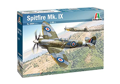 Italeri 2804 1:48 Brit. Spitfire Mk.IX-Modellbau, Bausatz, Standmodellbau, Basteln, Hobby, Kleben, Plastikbausatz, detailgetreu, Mehrfarbig, Mittel von Italeri