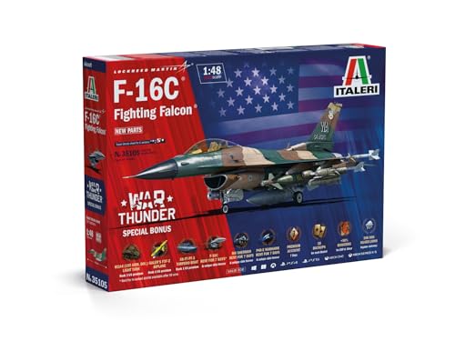 Italeri 35105 1:48 F-16C Fighting Falcon War Thunder - originalgetreue Nachbildung, Modellbau, Plastik Bausatz, Basteln, Hobby, Kleben, Modellbausatz, Zusammenbauen, unlackiert, von Italeri