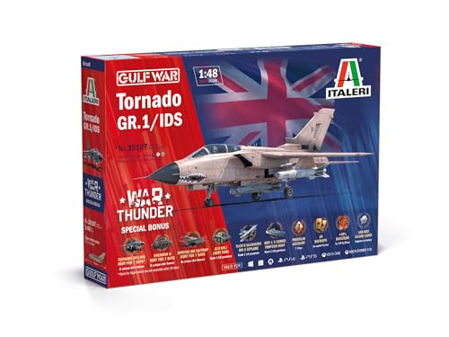 Italeri 35107 1:48 Tornado GR.1/IDS Gulf W. War Thunder - originalgetreue Nachbildung, Modellbau, Plastik Bausatz, Basteln, Hobby, Kleben, Modellbausatz, Zusammenbauen, unlackiert, von Italeri