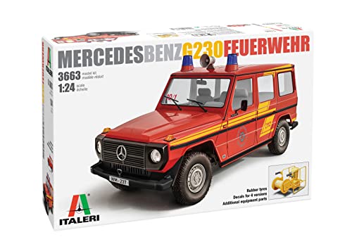 Italeri 3663 1:24 Mercedes-Benz G230 Feuerwehr-Modellbau, Bausatz, Standmodellbau, Basteln, Hobby, Kleben, Plastikbausatz, detailgetreu, Mehrfarbig, S von Italeri