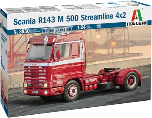 Italeri 3950 1:24 Scania 143M 500 Streamline 4x2 - Modellbau, Bausatz, Standmodellbau, Basteln, Hobby, Kleben, Plastikbausatz, detailgetreu, Mehrfarbig Italeri 3950 1:24 Scania 143M 500 Streamline 4x2 - Modellbau, Bausatz, Standmodellbau, Basteln, Hobby, Kleben, Plastikbausatz, detailgetreu, Mehrfarbig von Italeri