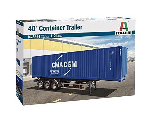 Italeri 3951S Trailer 40 ft 1:24 Container Auflieger 40Ft, Modellbau, Bausatz, Standmodellbau, Basteln, Hobby, Kleben, Plastikbausatz, detailgetreu, Blau, Large Italeri 3951S Trailer 40 ft 1:24 Container Auflieger 40Ft, Modellbau, Bausatz, Standmodellbau, Basteln, Hobby, Kleben, Plastikbausatz, detailgetreu, Blau, Large von Italeri