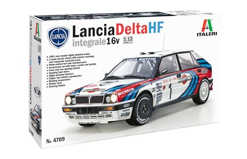 Italeri Montecarlo 4709 1:12 Lancia Delta HF Integrale 16V-Modellbau, Bausatz, Standmodellbau, Basteln, Hobby, Kleben, Plastikbausatz, detailgetreu, Mehrfarbig von Italeri