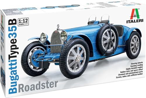 Italeri 4713 1:12 Bugatti 35B Roadster- Modellbau, Bausatz, Standmodellbau, Basteln, Hobby, Kleben, Plastikbausatz, detailgetreu, Unlackiert von Italeri