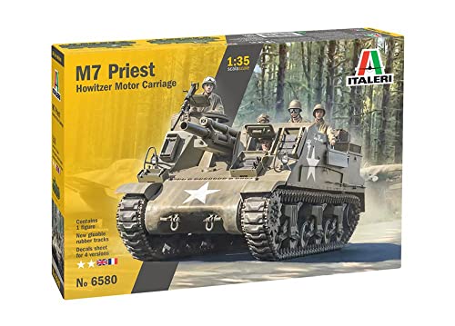 Italeri 1:35 US M-7 Priest Howitzer Self-Prop, Modellbau, Bausatz, Standmodellbau, Basteln, Hobby, Kleben, Plastikbausatz, Navy Grün von Italeri