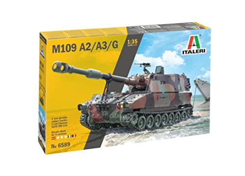 Italeri 6589 6589S 1:35 M-109/A2-A3G Haubitze-originalgetreue Nachbildung, Modellbau, Plastik Bausatz, Basteln, Hobby, Kleben, Modellbausatz, Zusammenbauen, unlackiert, grün (IT6589) von Italeri