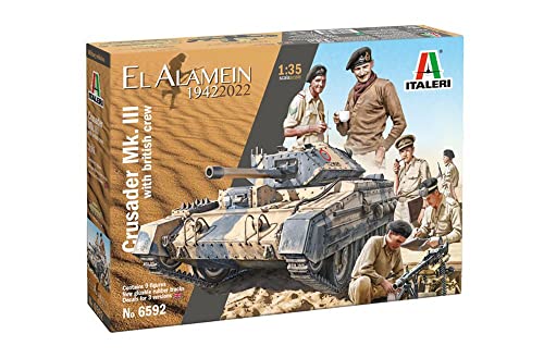 Italeri 6592 1:35 Brit. Crusader Mk.III mit Besatzung-Modellbau, Bausatz, Standmodellbau, Basteln, Hobby, Kleben, Plastikbausatz, detailgetreu, Mehrfarbig von Italeri