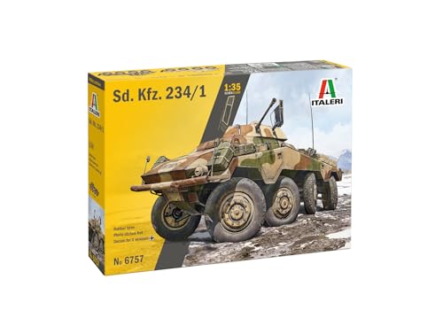 Italeri 6757 1:35 Dt. Sd.Kfz.234/1 (2cm) - Modellbau, Bausatz, Standmodellbau, Basteln, Hobby, Kleben, Plastikbausatz, 1:35, Panzer Bausatz von Italeri