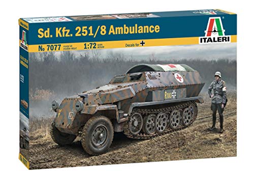 Italeri 7077S 1:72 Sd.Kfz. 251/8 Ambulance, originalgetreue Nachbildung, Modellbau, Basteln, Hobby, Kleben, Plastikbausatz, Zusammenbauen von Italeri