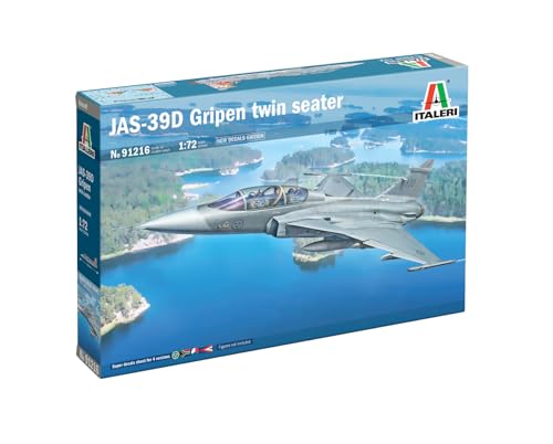 Italeri 91216 1:72 JAS-39D Gripen Doppelsitzer - Modellbau, Bausatz, Standmodellbau, Basteln, Hobby, Kleben, Plastikbausatz, 1:72, Flugzeug Bausatz von Italeri