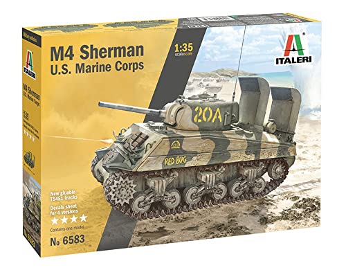 Italeri 6583S 1:35 M4A2 U.S. Panzer Marine Corps, Standmodellbau, Basteln, Hobby, Kleben, Plastikbausatz, detailgetreu, unlackiert von Italeri