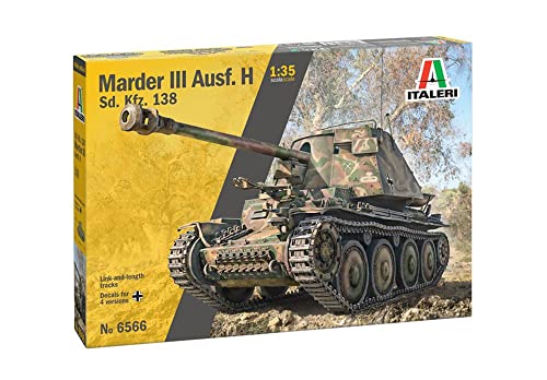 Italeri 6566 1:35 Dt. Sd.Kfz.138 Marder III AUSF. H - Modellbau, Bausatz, Standmodellbau, Basteln, Hobby, Kleben, Plastikbausatz, detailgetreu, Mehrfarbig von Italeri