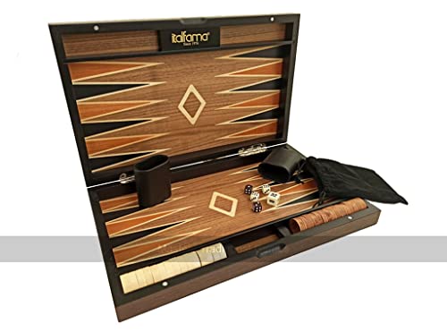 Italfama Deluxe Wooden Backgammon Set - 15-inch Travel Backgammon Board - Walnut and Maple Luxury Backgammon Set von Italfama