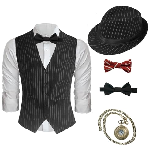1920er Jahre Herren-Kostüm, Gatsby, Cosplay, brüllende 20er-Jahre, Gangster-Zubehör-Set, Z3529bktw, XXX-Large 1920er Jahre Herren-Kostüm, Gatsby, Cosplay, brüllende 20er-Jahre, Gangster-Zubehör-Set, Z3529bktw, XXX-Large von Itdespln