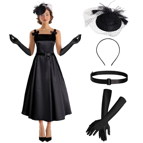 Itdespln Damenkleid im 1950er-Audrey-Hepburn-Stil, Vintage-Stil, Swing-Cocktailkleid, Teeparty-Outfits (Z3879, M) von Itdespln