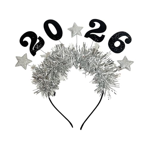 Itkcozcg 2026 Glitzer-Neujahrs-Stirnband mit Stern-Lametta-Dekor, Kopfbedeckung für Damen, Herren, Kinder, Urlaub, Party, Feier, Zubehör Itkcozcg 2026 Glitzer-Neujahrs-Stirnband mit Stern-Lametta-Dekor, Kopfbedeckung für Damen, Herren, Kinder, Urlaub, Party, Feier, Zubehör von Itkcozcg