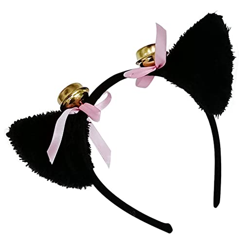 Itkcozcg Cosplay Kostüm Stirnband Süßer Plüsch für Katzenohren Haarreifen mit Glöckchen von Itkcozcg