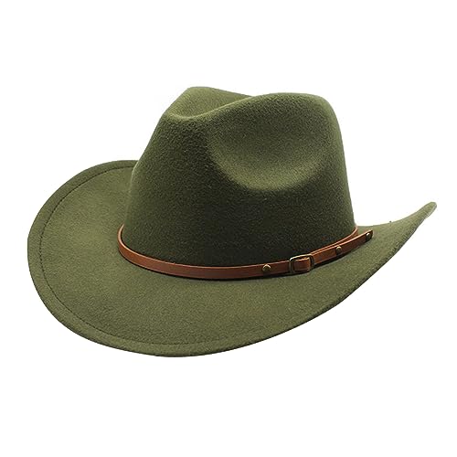 Itkcozcg Cowboyhut aus Wollfilz für Erwachsene mit Schnalle, Gürtel, Mode, Karneval, Party, Kostüm, Damen, Herren, Halloween, Party, Cowgirl-Hut, Unisex Itkcozcg Cowboyhut aus Wollfilz für Erwachsene mit Schnalle, Gürtel, Mode, Karneval, Party, Kostüm, Damen, Herren, Halloween, Party, Cowgirl-Hut, Unisex von Itkcozcg