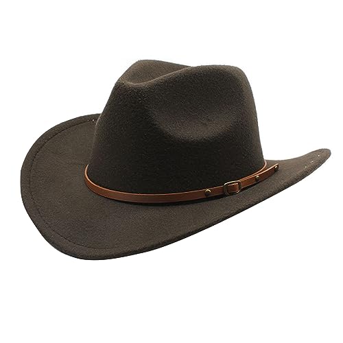 Itkcozcg Cowboyhut aus Wollfilz für Erwachsene mit Schnalle, Gürtel, Mode, Karneval, Party, Kostüm, Damen, Herren, Halloween, Party, Cowgirl-Hut, Unisex Itkcozcg Cowboyhut aus Wollfilz für Erwachsene mit Schnalle, Gürtel, Mode, Karneval, Party, Kostüm, Damen, Herren, Halloween, Party, Cowgirl-Hut, Unisex von Itkcozcg